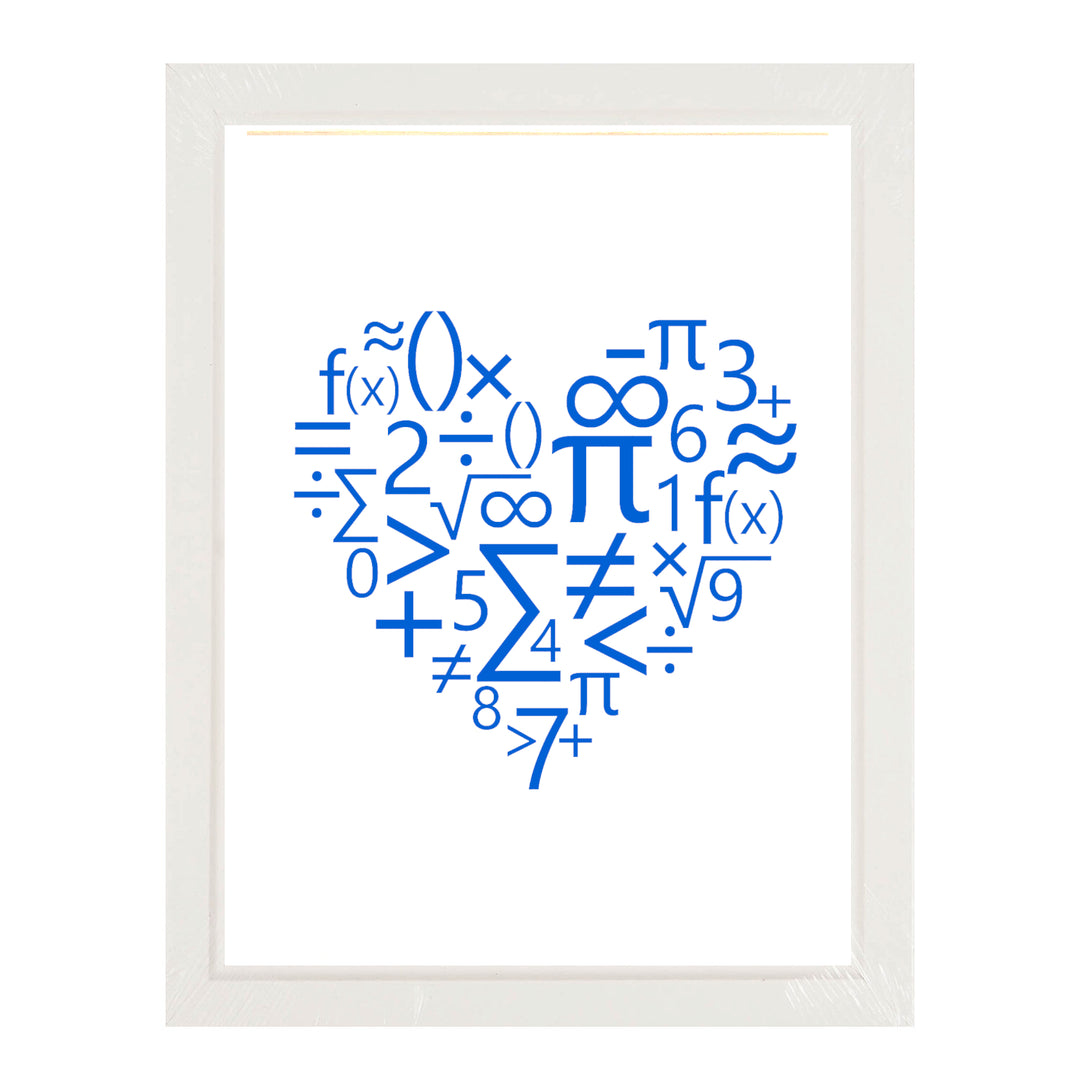 Framed print showcasing an array of Maths symbols, ideal for mathematicians, educators, and students, adding a scholarly touch to any space.