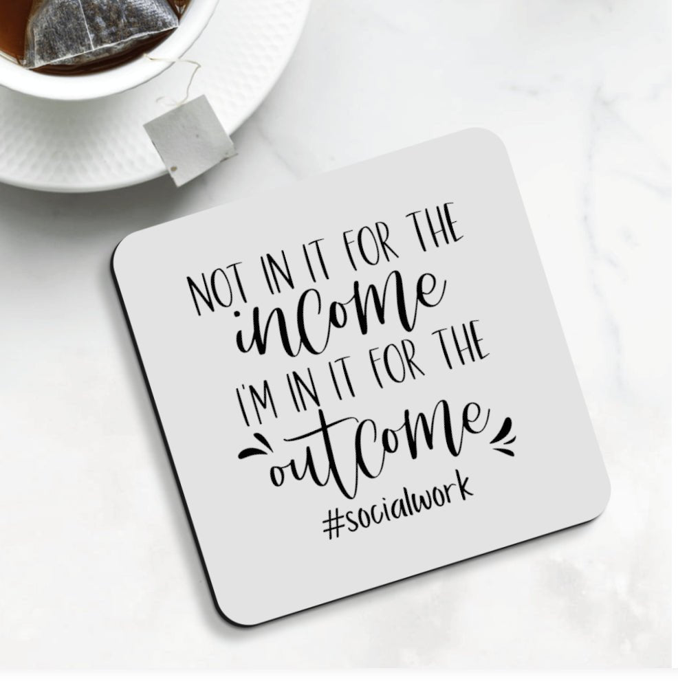 Set of 4 Coasters designed for Social Care Workers, featuring inspirational quotes and designs that celebrate the dedication of professionals in social care.