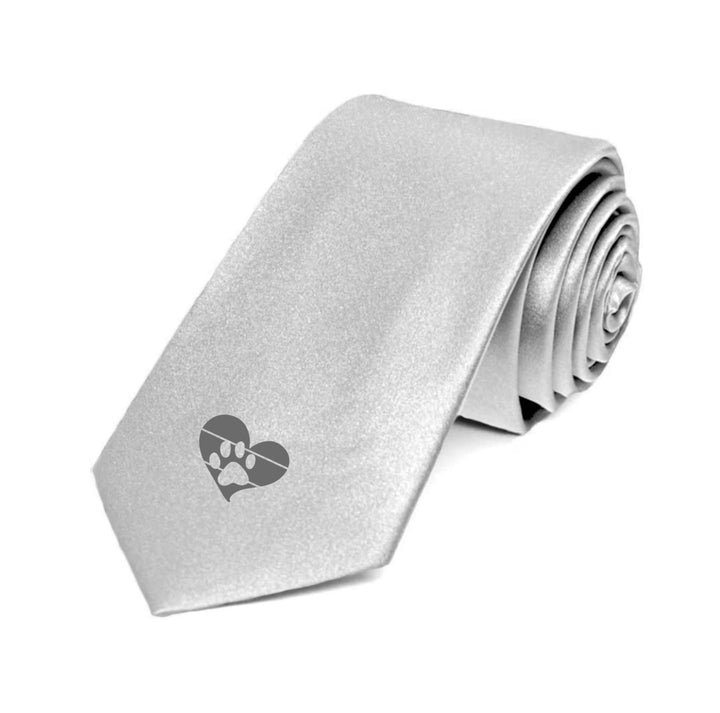 Stylish silk tie featuring a charming paw heart design, perfect for pet lovers looking to add a touch of elegance to their formal attire.