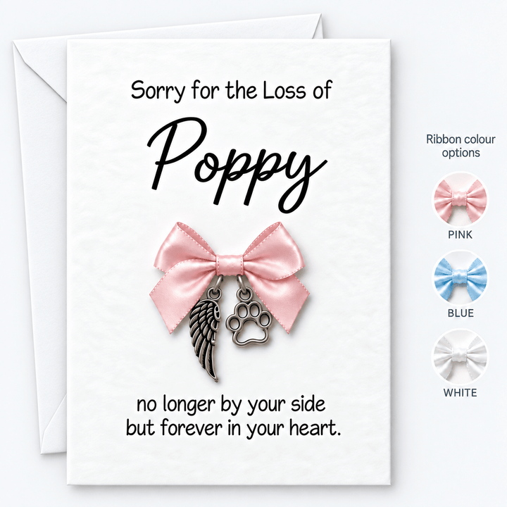 Personalised Pet Memorial & Sympathy Keepsake Card with Detachable Keepsake Charms – 5x7