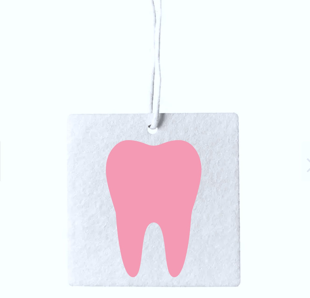 Pink Tooth Air Freshener - Pack of 3 – Fun and playful air fresheners designed in the shape of a tooth, ideal for dental offices or as gifts for dental professionals. Comes in vibrant pink, adding a cheerful touch to any space.