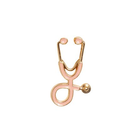 Stethoscope Pin Brooch - Pink Gold