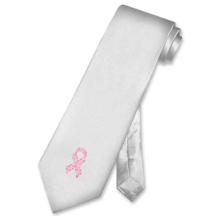 Heart Pink Ribbon Breast Cancer Silk Tie