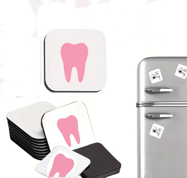 Pink Tooth Fridge Magnet – A cheerful and playful fridge magnet shaped like a tooth, perfect for dental offices or adding a fun touch to your home kitchen. A delightful reminder of dental health and care.