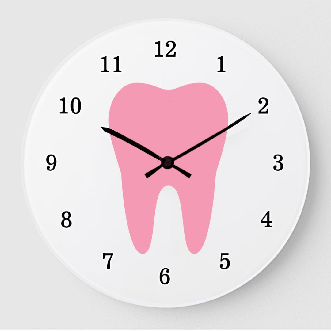 Pink Tooth Wall Clock – A fun and whimsical wall clock featuring a playful tooth design, perfect for dental offices or kids' rooms. This charming clock adds a cheerful touch while helping to keep track of time.