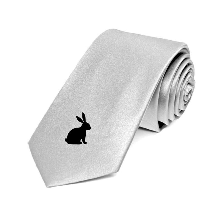 Rabbit Breed Silk Tie, featuring a charming design that showcases various rabbit breeds, perfect for adding a whimsical touch to formal attire.