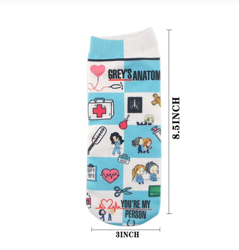 Grey's Anatomy Blue & White Cotton Socks