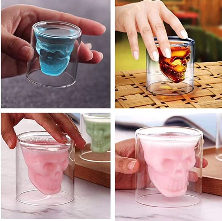 Skull Shaped Shot Glasses x 4