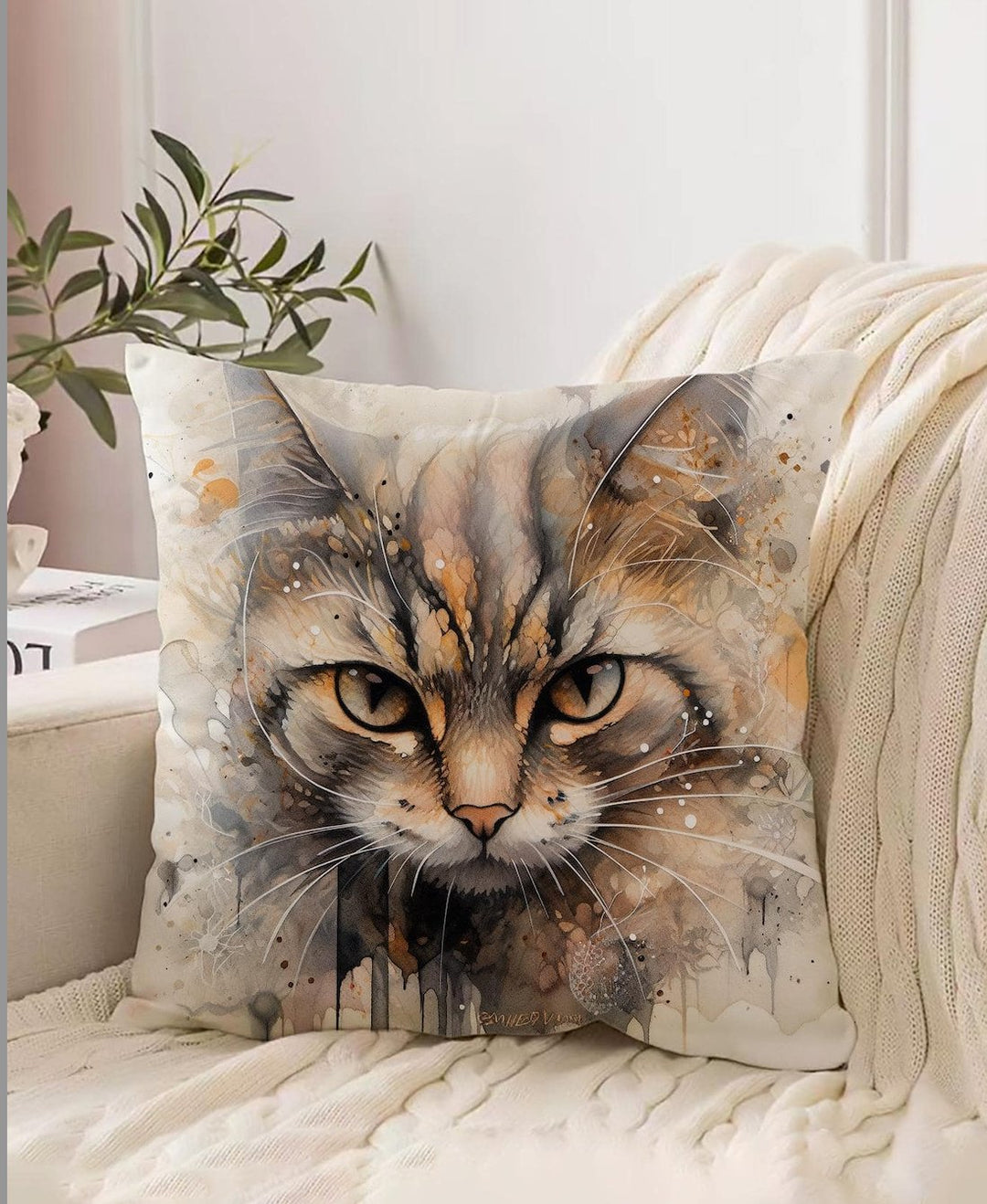 Cat Face Cushion Cover showcasing an adorable cat face design, perfect for adding a playful touch to home decor and ideal for cat lovers.