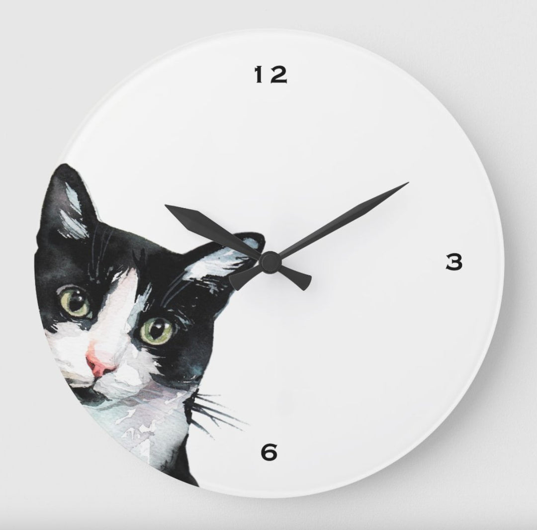 Veterinary Cat Design Wall Clock featuring a whimsical and stylish aesthetic perfect for animal lovers and veterinary professionals.