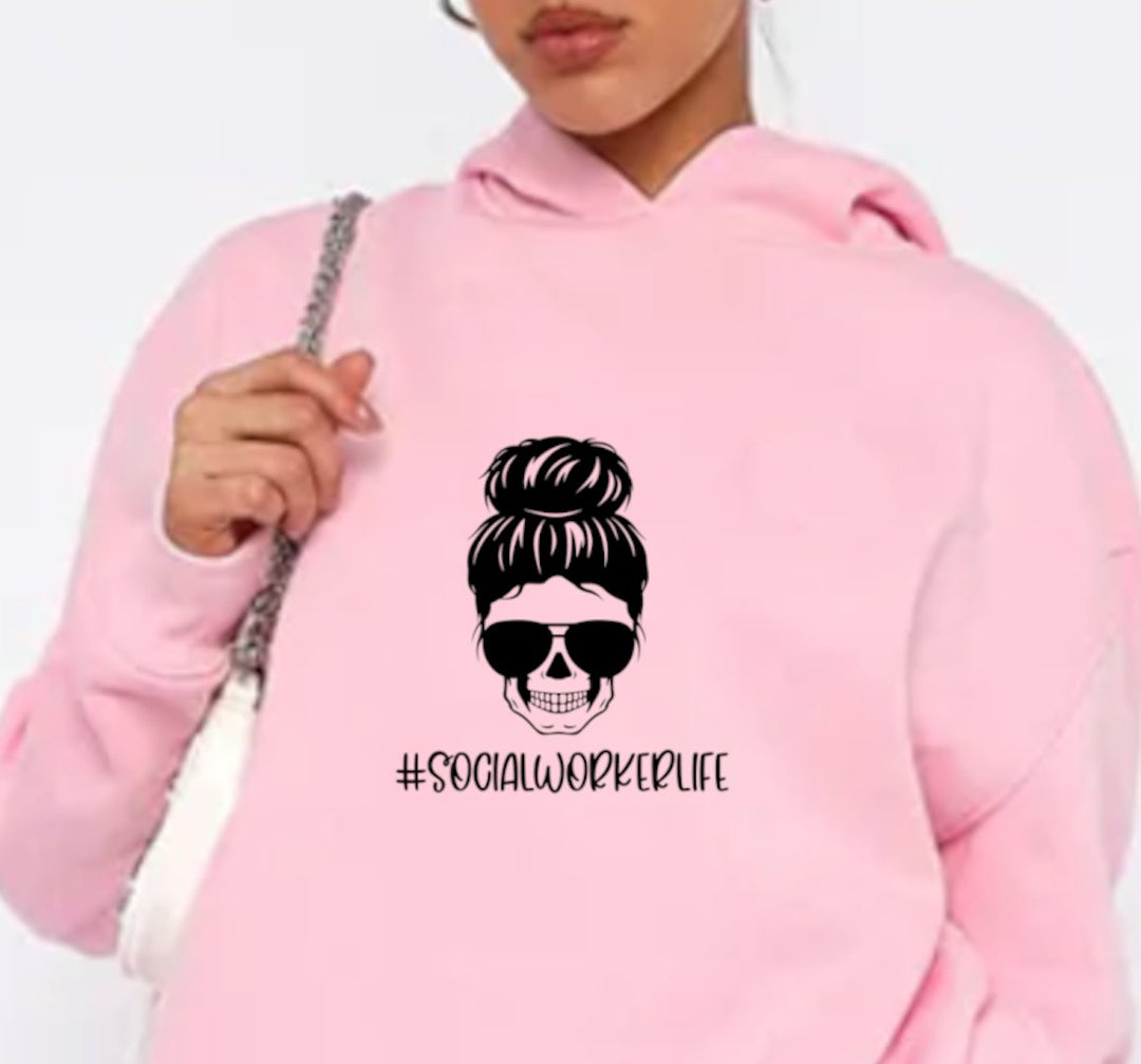 Social Worker Life Pink Hoodie