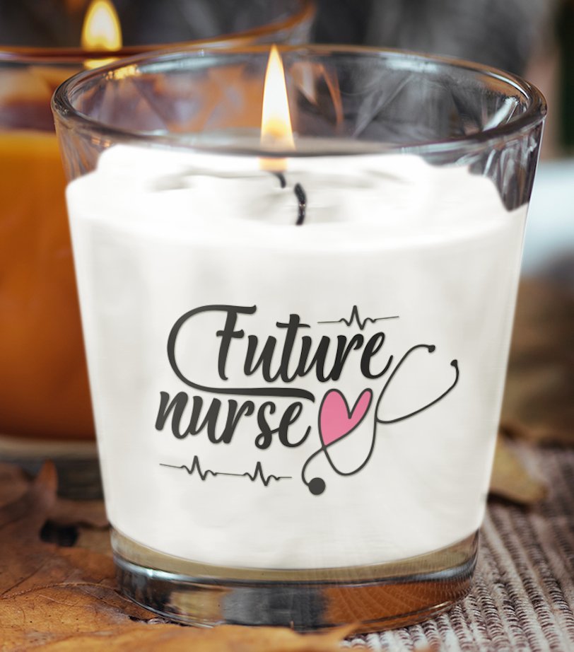 Future Nurse' scented candle featuring an uplifting design and comforting fragrance, ideal for aspiring nurses and healthcare enthusiasts.