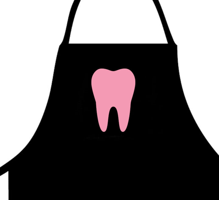 Pink Tooth Dentistry Apron – A stylish and functional apron featuring a playful tooth design, perfect for dental professionals. Ideal for use in dental offices or as a fun gift for hygienists and dentists.