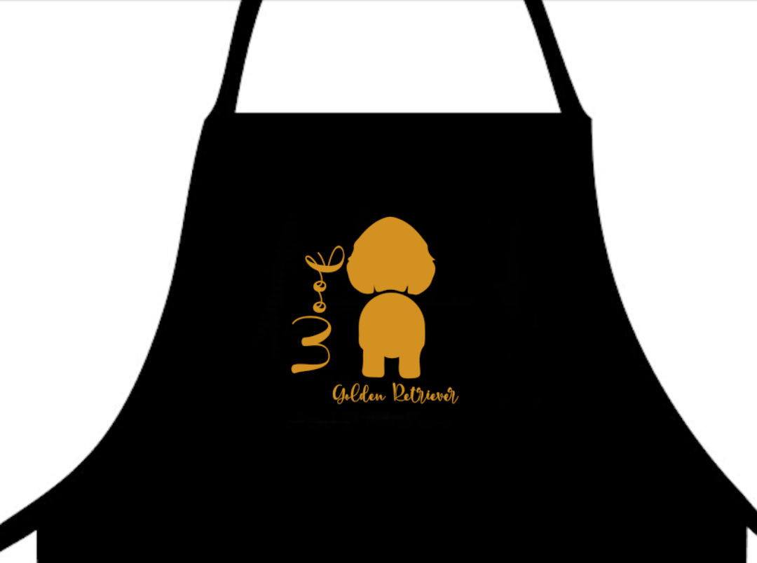 Stylish Golden Retriever apron featuring adorable dog breed designs, perfect for pet lovers and professionals in education or social care who enjoy cooking or crafting