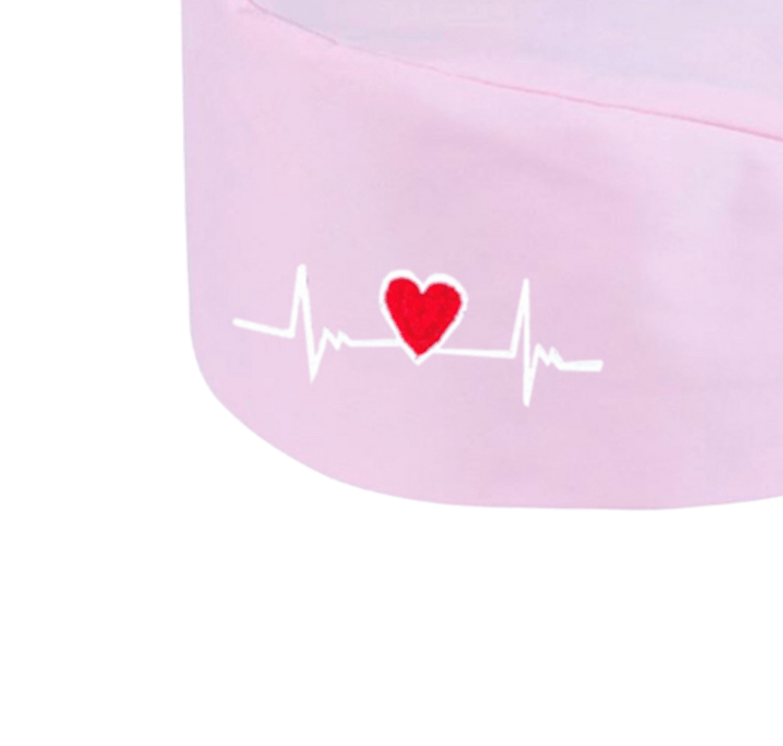 Scrub Hat - ECG Heart - Whisper Pink