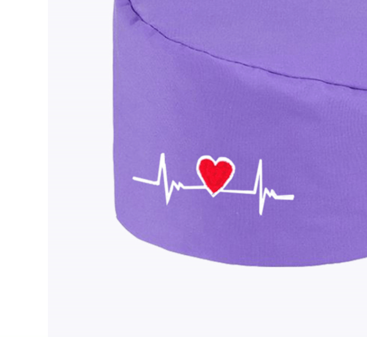 ECG Print Scrub Hat - Violet