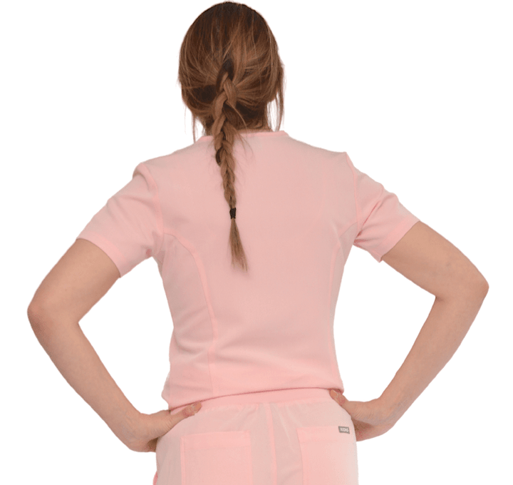 Kiran 3 Pocket Scrub Top Peony Pink