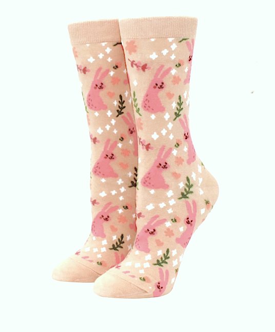 Sitting Rabbits Cotton Socks - Whimsical and cozy socks featuring a cute design of sitting rabbits, perfect for adding a playful touch to your outfit while ensuring comfort and warmth.