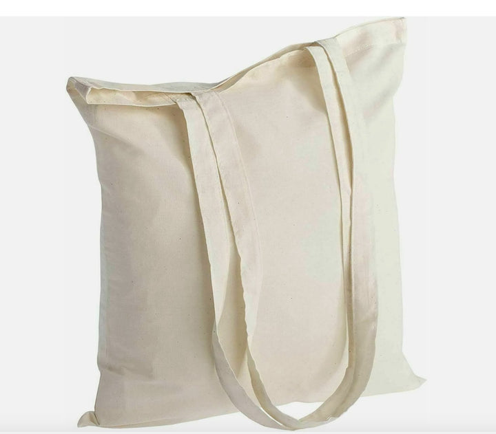 cotton canvas tote bag in natural cotton showing plain side