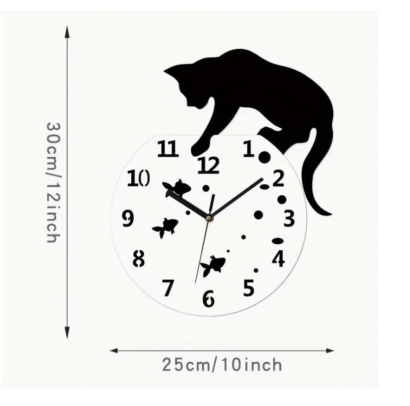 Cat Fish Wall Clock