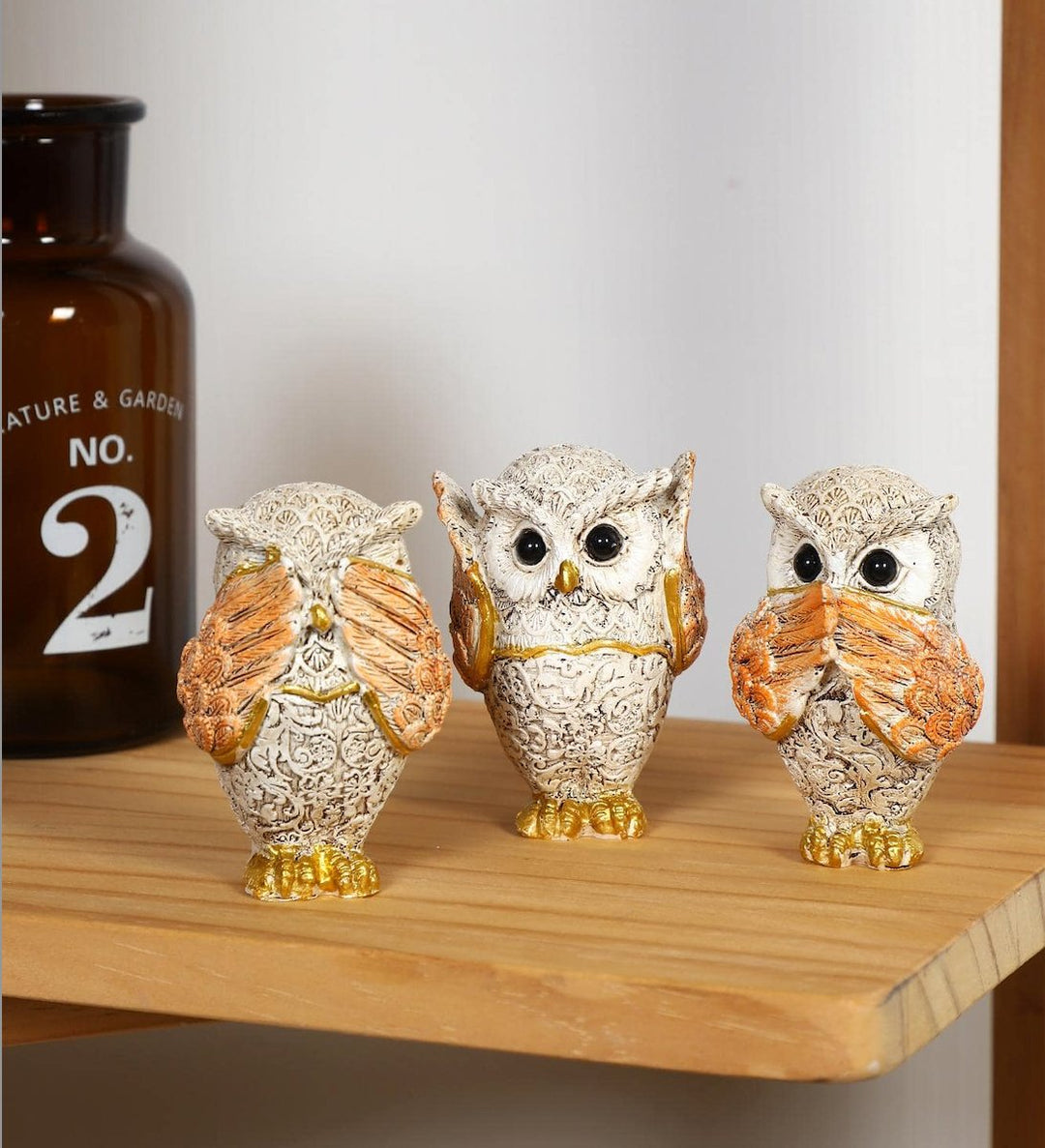 See No Evil, Speak No Evil, Hear No Evil, Wise Owls Ornaments