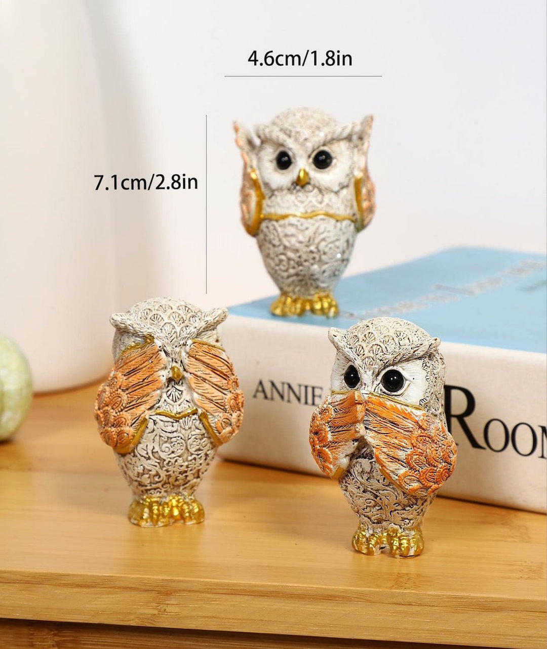 See No Evil, Speak No Evil, Hear No Evil, Wise Owls Ornaments