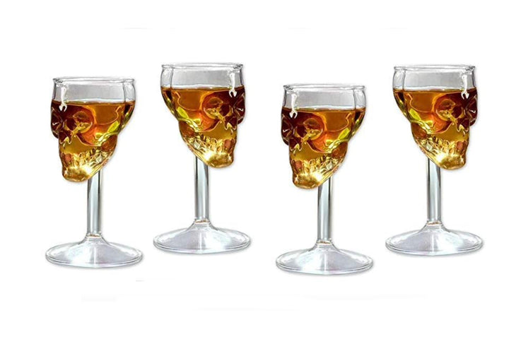 Skull Shaped Liqueur Wine Glasses x 4