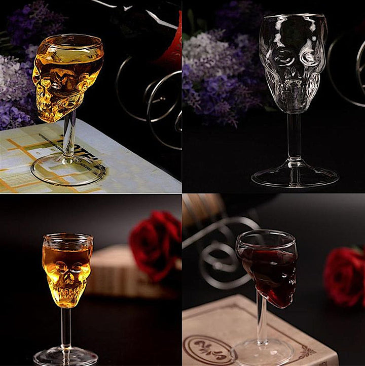 Skull Shaped Liqueur Wine Glasses x 4