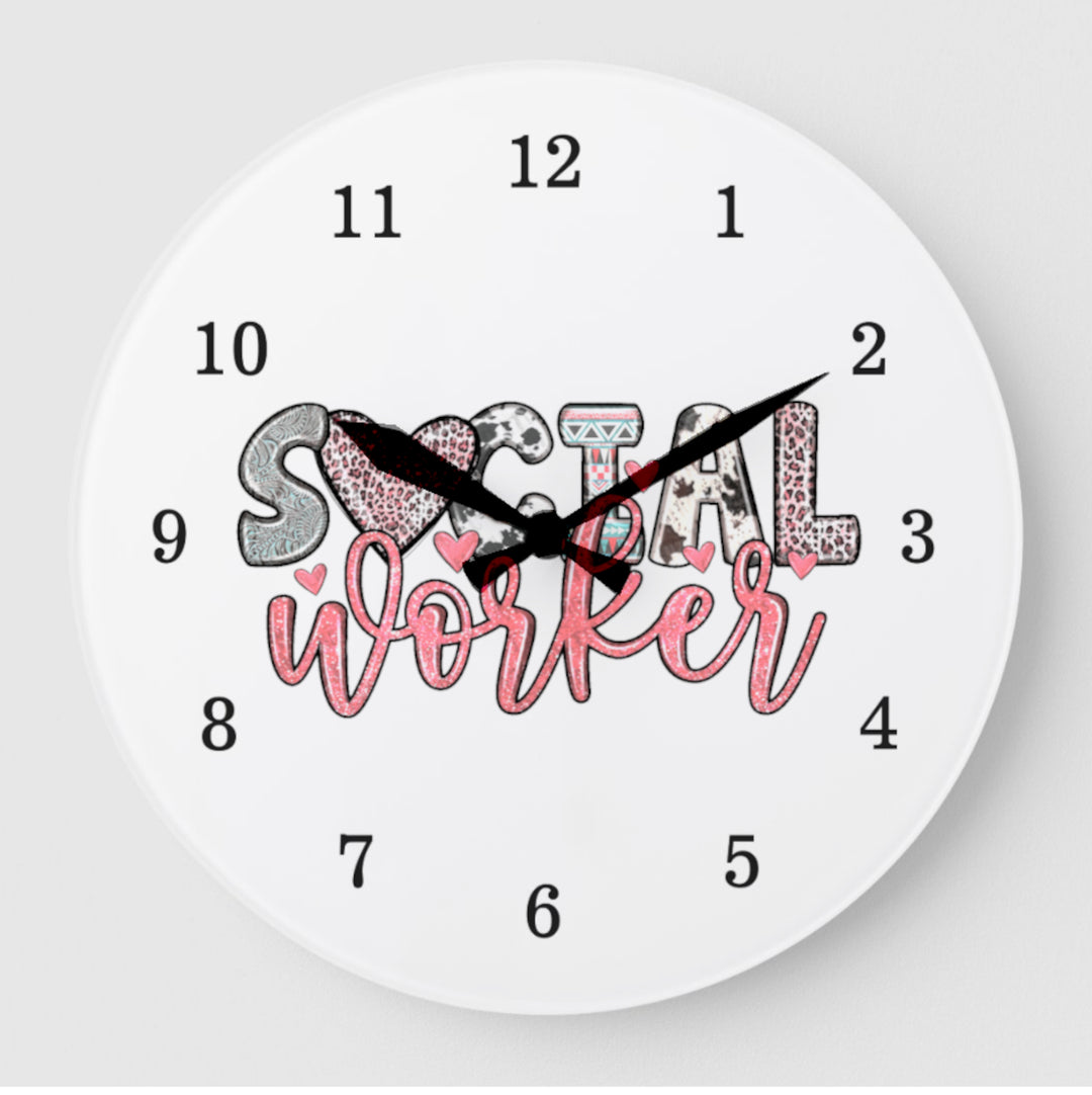 Social Worker Wall Clock - Elegant wall clock featuring a motivational design that celebrates the contributions of social workers.