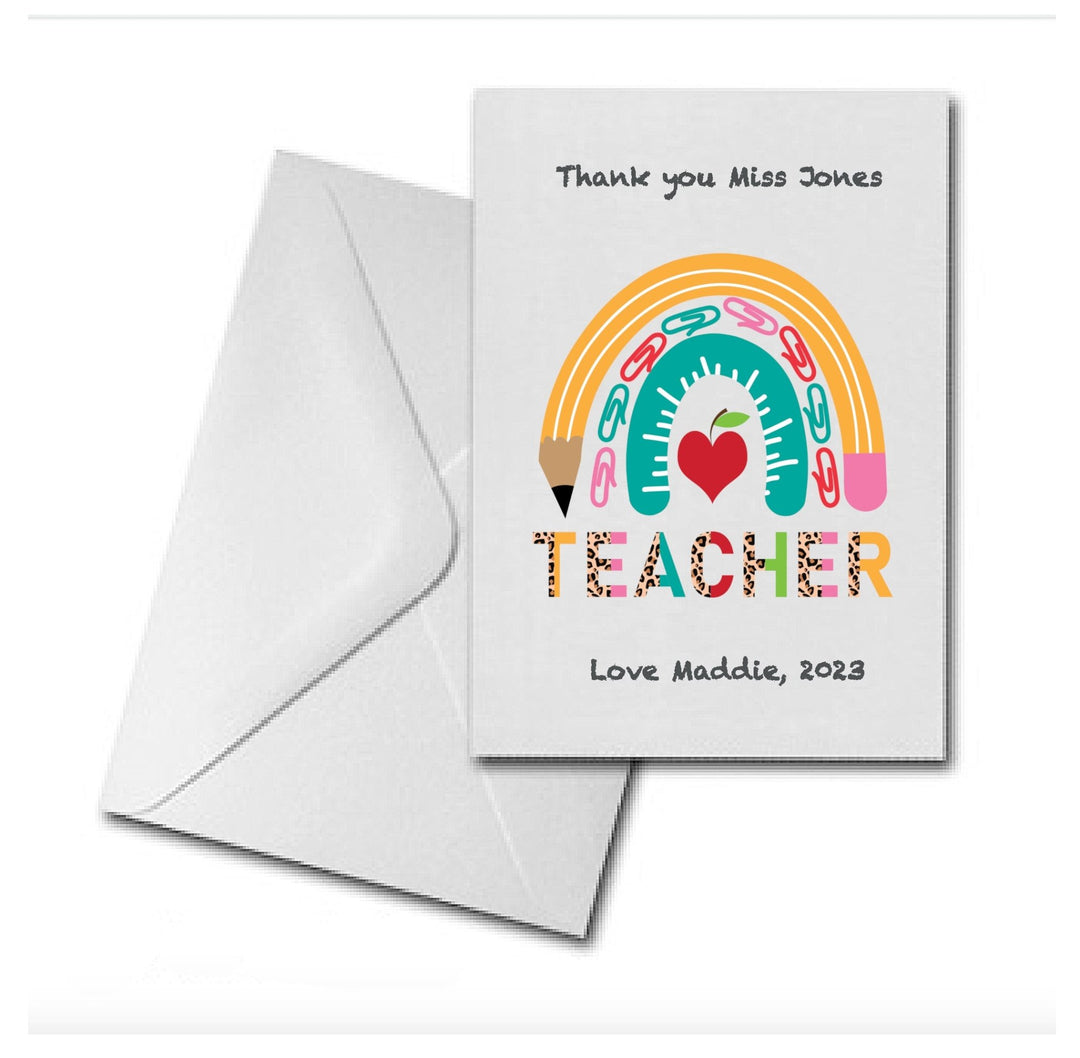 Thank You Teacher Card - a heartfelt card designed to express gratitude for educators, making it a perfect gift for teachers, teaching assistants, and icons in education to show appreciation for their hard work and dedication.