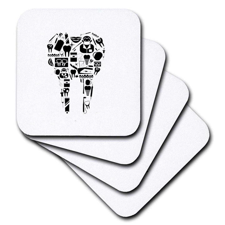 Tool Filled Tooth Coasters - Set of 4 coasters designed for dentists, featuring fun tooth-themed designs. Perfect for adding a touch of personality to dental offices or as a unique gift for dental professionals.