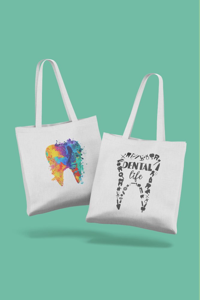 Abstract Coloured Tooth Design Tote Shopper Bag