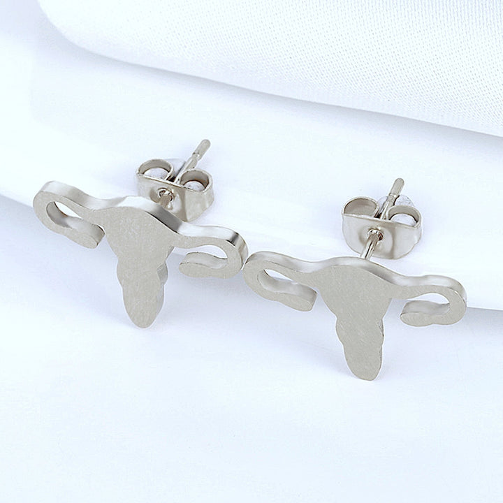 Uterus Diamante Necklace and matching earrings - Silver