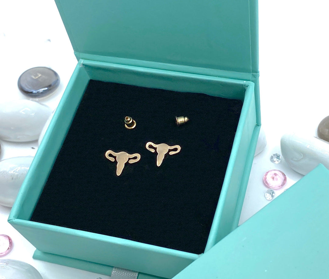 Uterus Stud Earrings Gold