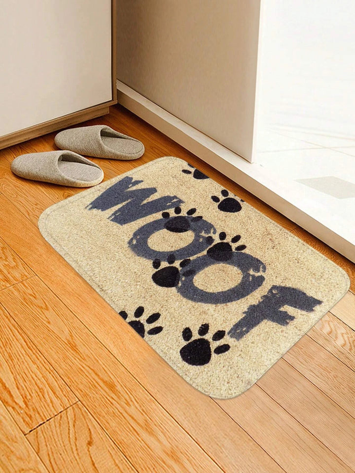 Woof Paws Dog Mat featuring a playful design with paw print motifs, providing a soft and comfortable surface for pets to rest on, suitable for any home decor.