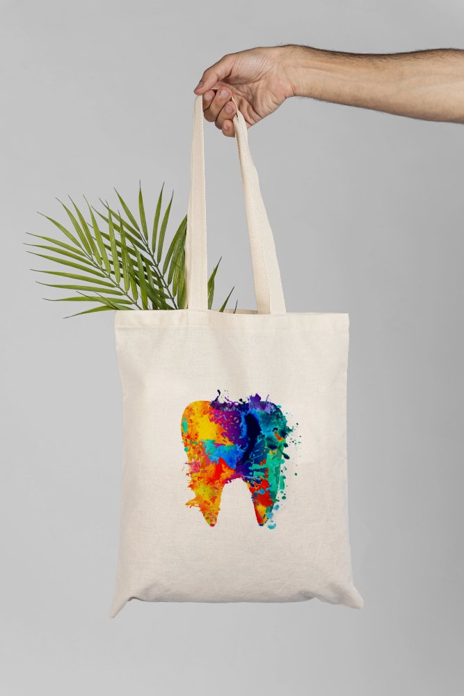 Abstract Coloured Tooth Design Tote Shopper Bag