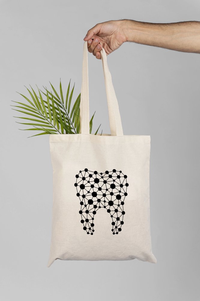 Abstract Tooth Design Tote Shopper Bag