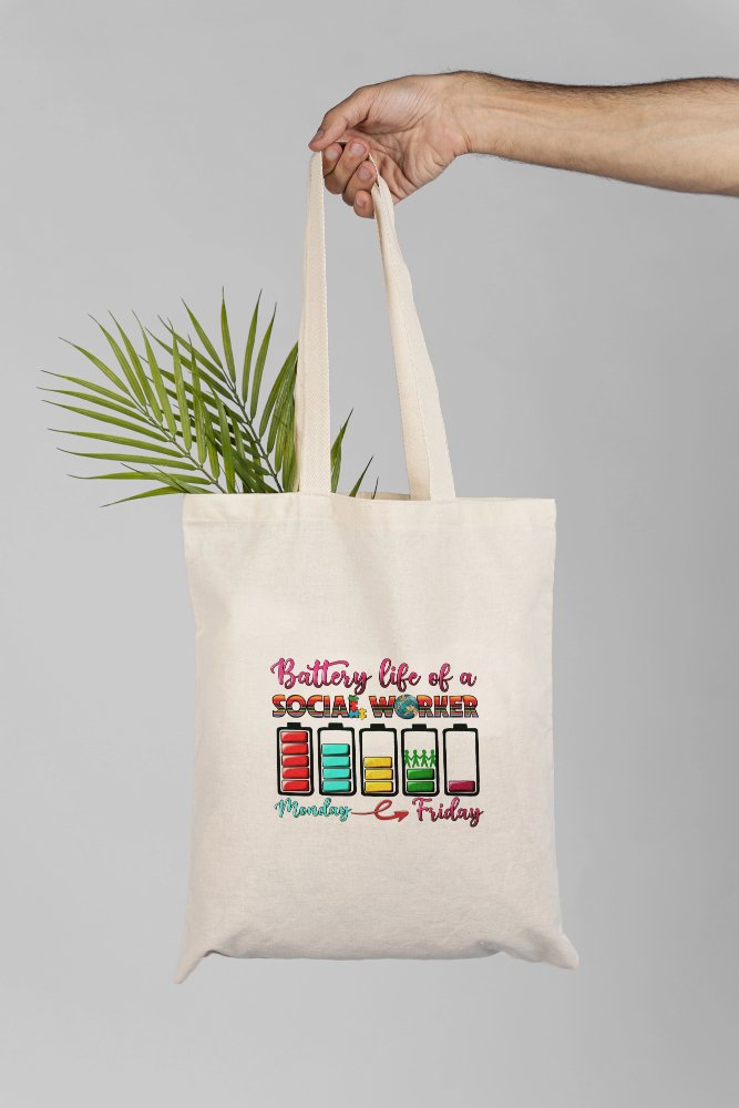 Social Worker Battery Life Cotton Shopper Tote Bag