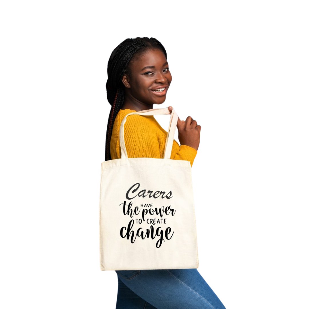 Carers Create Change Tote Bag, designed for social workers and caregivers to promote change and carry essentials