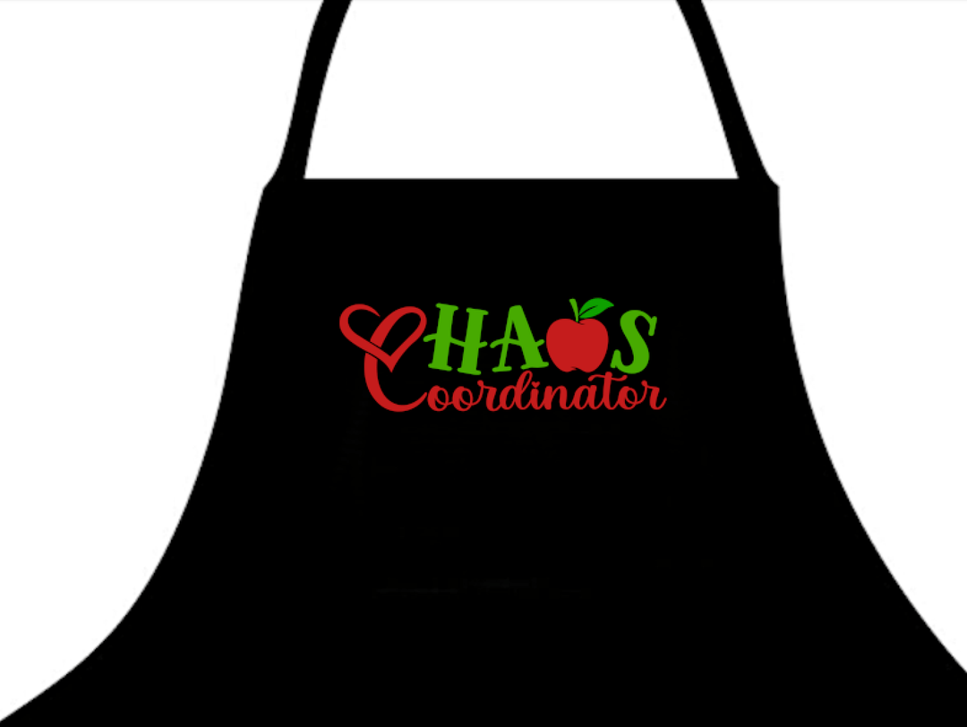 Chaos Coordinator Apron featuring a fun and playful design ideal for those who manage busy kitchens or craft spaces, perfect for gifting to friends or family who embrace the chaos with style.