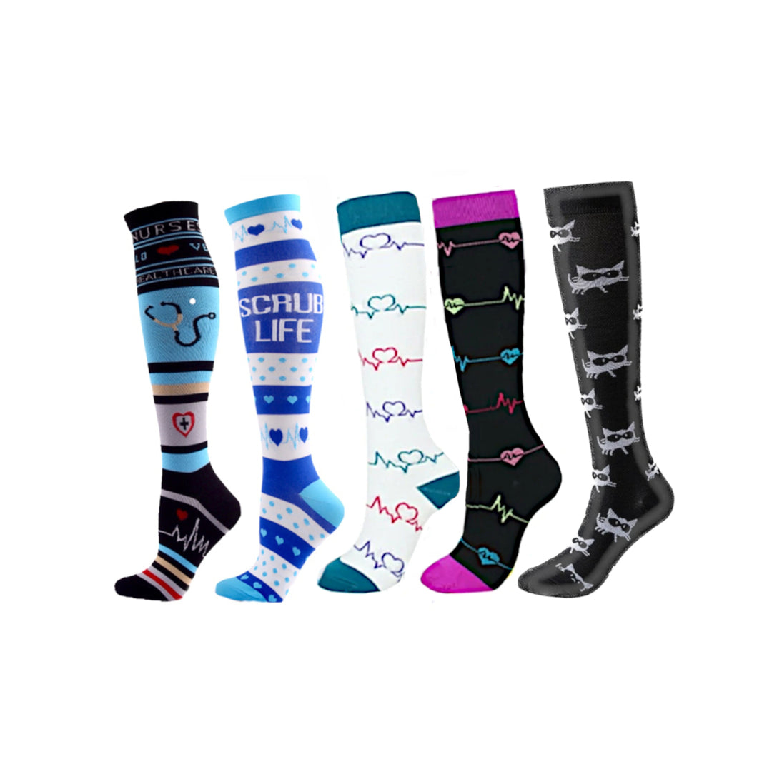 Lightweight Everyday Compression Socks Teal and White ECG