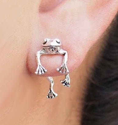 Climbing Frog Stud Earrings featuring a playful frog design, perfect for adding a whimsical touch to any outfit