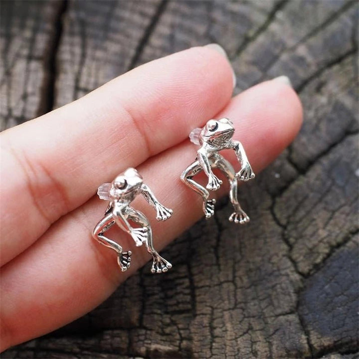 Climbing Frog Stud Earrings