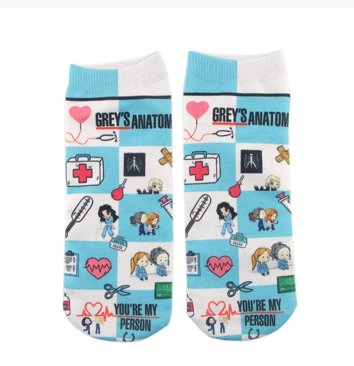 Grey's Anatomy Blue & White Cotton Socks