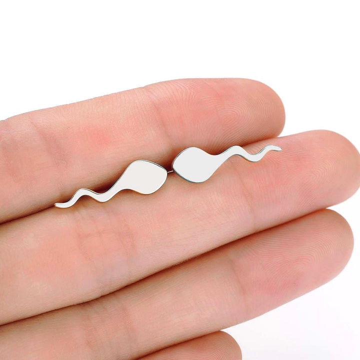 Sperm Stud Earrings Silver