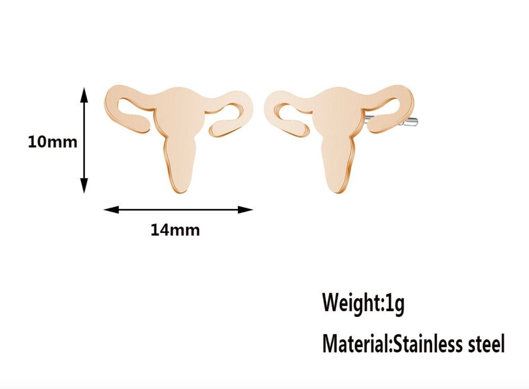 Uterus Stud Earrings Gold