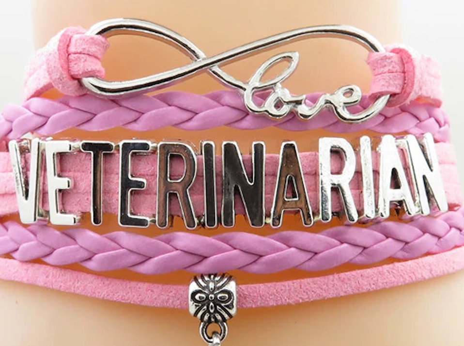 Veterinarian Infinity Wrap Paw Bracelet Pink