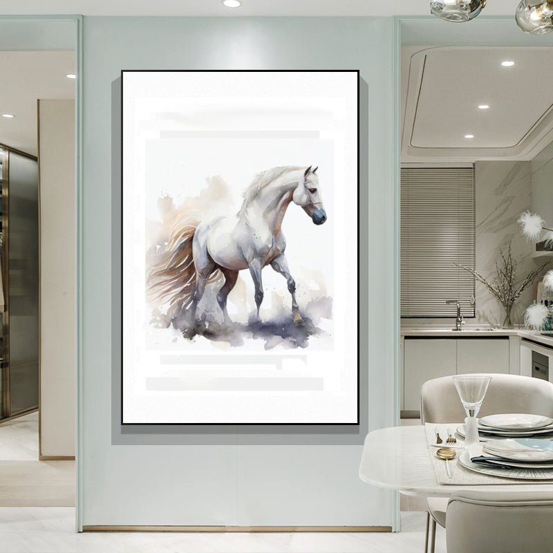 Horses 100% Cotton Canvas Watercolour Print