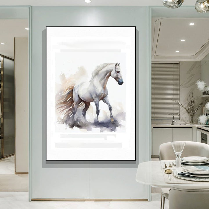 Horses 100% Cotton Canvas Watercolour Print