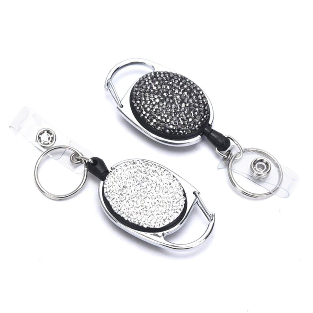 Retractable Diamante ID badge holder